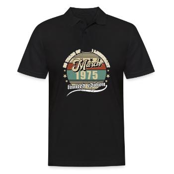 50. Geburtstag März 1975 Jahrgang 50 Jahre - Männer Poloshirt - Schwarz - Vorne - Kai (181cm)