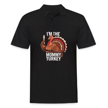 Mommy Turkey Thanksgiving - Männer Poloshirt - Schwarz - Vorne - Kai (181cm)