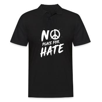No Place for Hate Friedensbotschaft gegen Hass - Männer Poloshirt - Schwarz - Vorne - Kai (181cm)