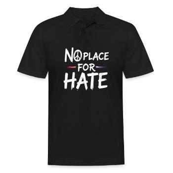 No Place for Hate Friedensbotschaft gegen Hass - Männer Poloshirt - Schwarz - Vorne - Kai (181cm)