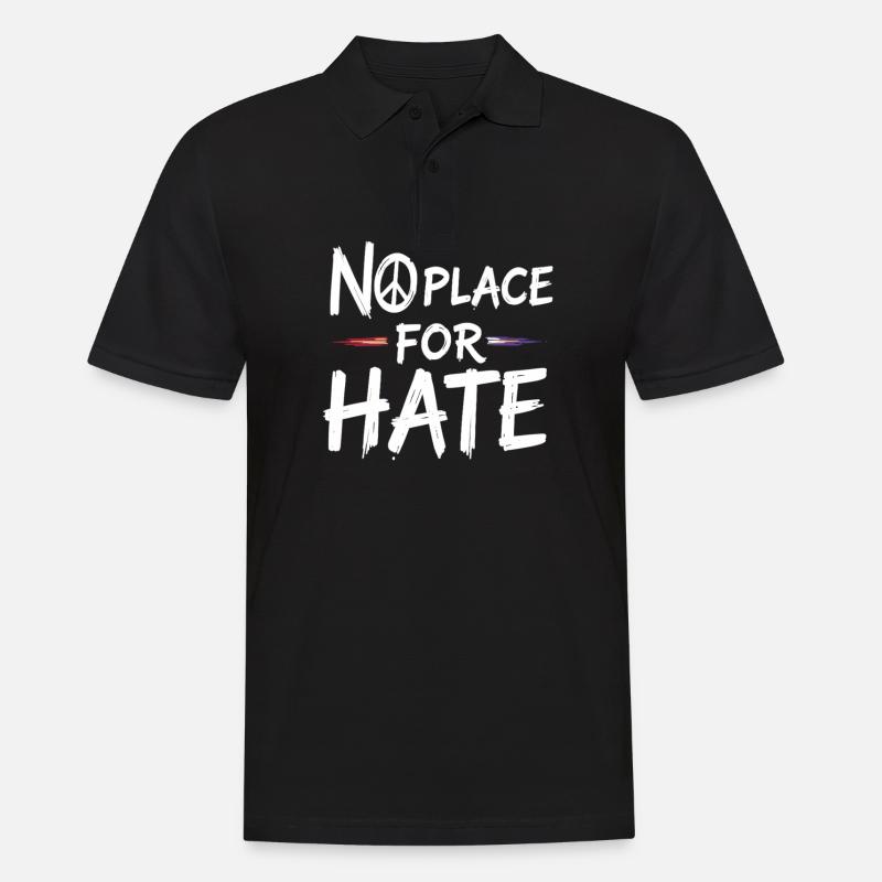 No Place for Hate Friedensbotschaft gegen Hass - Männer Poloshirt - Schwarz