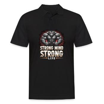 Strong Mind Strong Life Fitness Sportler Gym - Männer Poloshirt - Schwarz - Vorne - Kai (181cm)