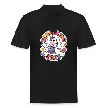 Schulkind 2025 Einschulung Schulanfang - Männer Poloshirt - Schwarz - Vorne - Kai (181cm)