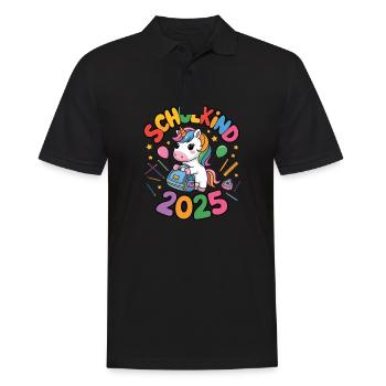 Schulkind 2025 Einschulung Schulanfang - Männer Poloshirt - Schwarz - Vorne - Kai (181cm)