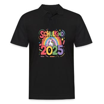 Schulkind 2025 Einschulung Schulanfang - Männer Poloshirt - Schwarz - Vorne - Kai (181cm)