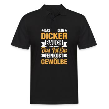 Das Feinkostgewölbe – Witziges Bauch Shirt - Männer Poloshirt - Schwarz - Vorne - Kai (181cm)