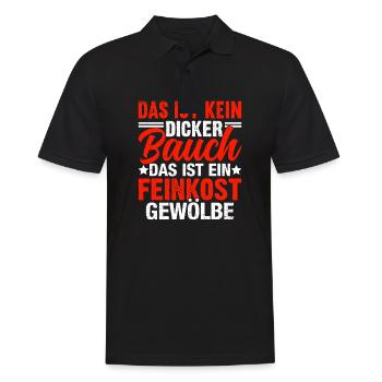 Kein dicker Bauch, sondern Feinkostgewölbe Shirt - Männer Poloshirt - Schwarz - Vorne - Kai (181cm)