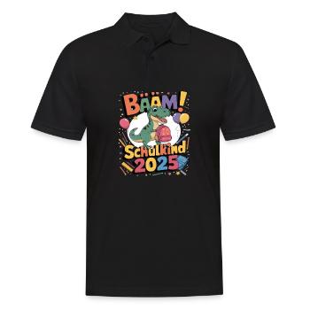 Schulkind 2025 Einschulung Schulanfang - Männer Poloshirt - Schwarz - Vorne - Kai (181cm)