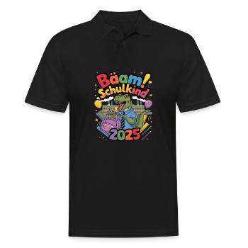 Schulkind 2025 Einschulung Schulanfang - Männer Poloshirt - Schwarz - Vorne - Kai (181cm)
