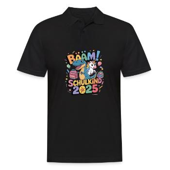 Schulkind 2025 Einschulung Schulanfang - Männer Poloshirt - Schwarz - Vorne - Kai (181cm)