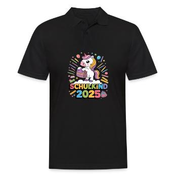 Schulkind 2025 Einschulung Schulanfang - Männer Poloshirt - Schwarz - Vorne - Kai (181cm)