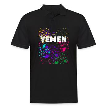 YEMEN splatter Design - Männer Poloshirt - Schwarz - Vorne - Kai (181cm)