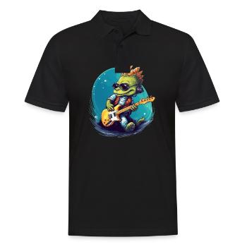 Crocodile à bascule avec guitare électrique cadeau guitariste - Polo Homme - noir - Devant - Kai (181cm)