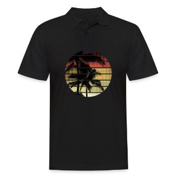 Vintage palmiers coucher de soleil - Polo Homme - noir - Devant - Kai (181cm)