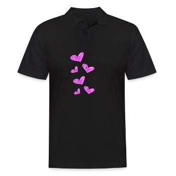 cœurs roses - Polo Homme - noir - Devant - Kai (181cm)