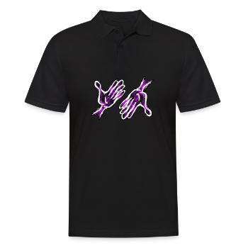 lila Hand Hände - Männer Poloshirt - Schwarz - Vorne - Kai (181cm)