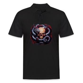 Wikingerschädel und Midgardschlange: Ein mythischer Entwi - Männer Poloshirt - Schwarz - Vorne - Kai (181cm)