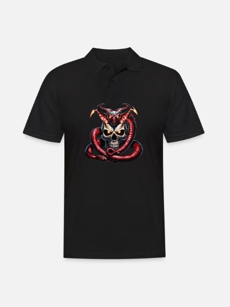 Der Wikingerschädel und die Midgardschlange - Männer Poloshirt - Schwarz