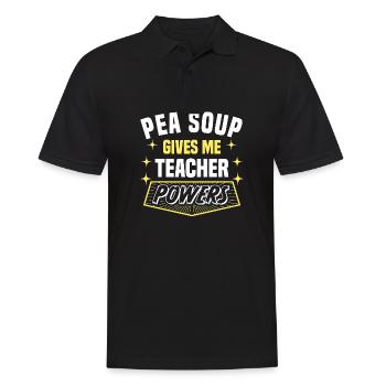 Pea Soup Gives Me Teacher Powers Funny Professor - Männer Poloshirt - Schwarz - Vorne - Kai (181cm)