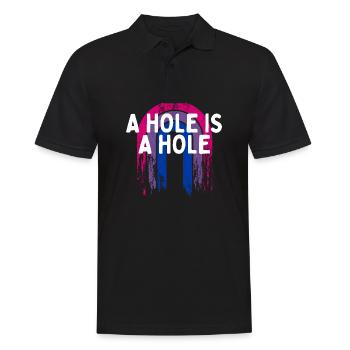 Un trou est un trou Bisexuel Adulte Humour Bi Coquin - Polo Homme - noir - Devant - Kai (181cm)