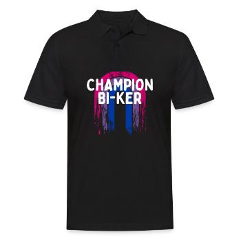 Champion Bi-ker Bisexuel LGBTQ Bi Pride LGBT - Polo Homme - noir - Devant - Kai (181cm)