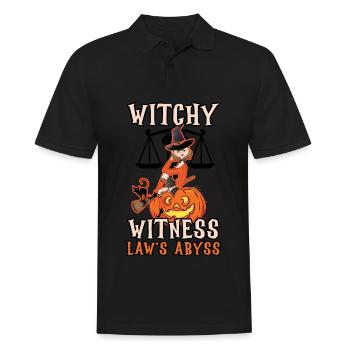 Hexe Zeuge Abgrund des Gesetzes Gruselige Anwältin - Männer Poloshirt - Schwarz - Vorne - Kai (181cm)
