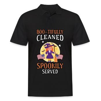 Boo-tifully Cleaned Spookily Served Halloween - Men's Polo Shirt - black - Front - Kai (181cm)