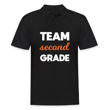 Team 2. Klasse endlich in der 2. Klasse Schule - Männer Poloshirt - Schwarz - Vorne - Kai (181cm)