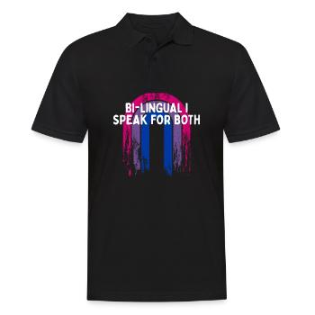 Bilingue Je parle pour les deux Mois de la fierté bisexuelle - Polo Homme - noir - Devant - Kai (181cm)