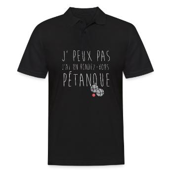 je peux pas j ai un rdv Pétanque - Polo Homme - noir - Devant - Kai (181cm)