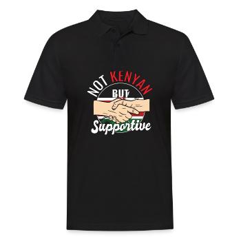 Pas kenyan mais un voyageur de pays solidaire Kenya - Polo Homme - noir - Devant - Kai (181cm)