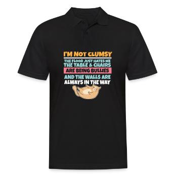 Je ne suis pas maladroit Le sol me déteste Chat stupide - Polo Homme - noir - Devant - Kai (181cm)