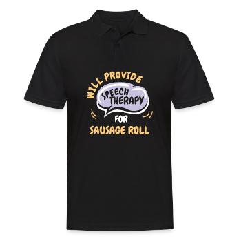 Fournir une orthophonie pour Sausage Roll Funny - Polo Homme - noir - Devant - Kai (181cm)