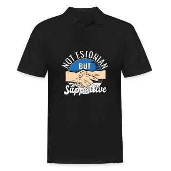 Not Estonian But Supportive Country Traveler - Männer Poloshirt - Schwarz - Vorne - Kai (181cm)