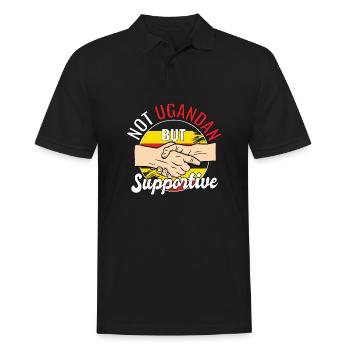 Pas ougandais mais un voyageur de campagne solidaire - Polo Homme - noir - Devant - Kai (181cm)
