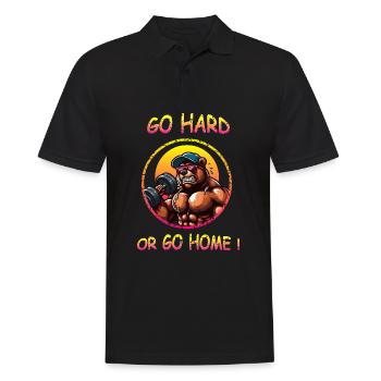 lustig go hard Bodybuilder Gym Kraftsportler Sport - Männer Poloshirt - Schwarz - Vorne - Kai (181cm)