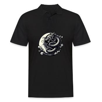 Mystische Drachen-Silhouette - Männer Poloshirt - Schwarz - Vorne - Kai (181cm)