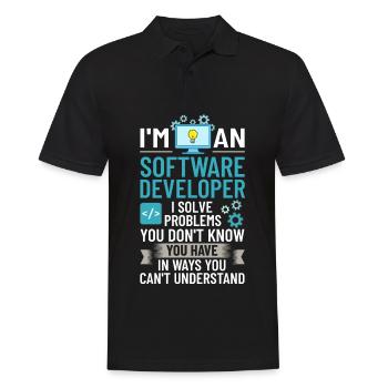 Software Development Software Developer Developer - Men's Polo Shirt - black - Front - Kai (181cm)