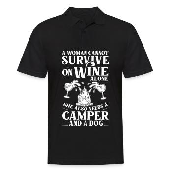 Camping Wine Drinker Beginner Camper Hiking - Men's Polo Shirt - black - Front - Kai (181cm)