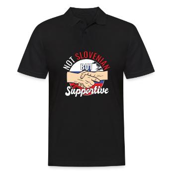 Not Slovenian But Supportive Country Traveler - Männer Poloshirt - Schwarz - Vorne - Kai (181cm)