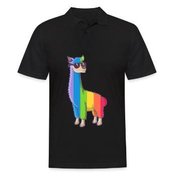 Gay Pride Alpaka LGBT - Männer Poloshirt - Schwarz - Vorne - Kai (181cm)