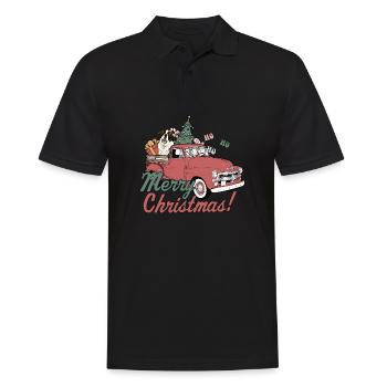 Pick-up rouge vintage Joyeux Noël Saint - Polo Homme - noir - Devant - Kai (181cm)
