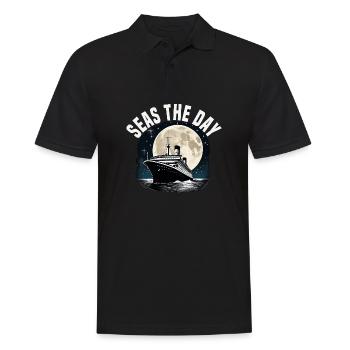 Seas The Day Cruise Ship Vacation Group Matching - Men's Polo Shirt - black - Front - Kai (181cm)