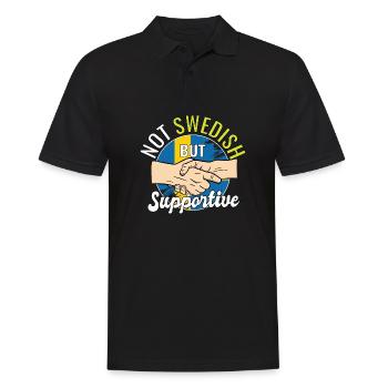 Not Swedish But Supportive Country Traveler - Männer Poloshirt - Schwarz - Vorne - Kai (181cm)