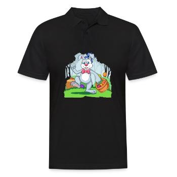 Easter Bunny With Colorful Egg Basket - Männer Poloshirt - Schwarz - Vorne - Kai (181cm)