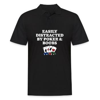 Easily Distracted by Poker & Boobs Funny Poker - Men's Polo Shirt - black - Front - Kai (181cm)