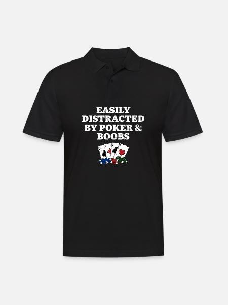 Easily Distracted by Poker & Boobs Funny Poker - Men's Polo Shirt - black
