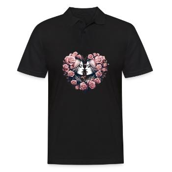 Rose Heart Love - Conception d’anniversaire de mariage pour les femmes - Polo Homme - noir - Devant - Kai (181cm)