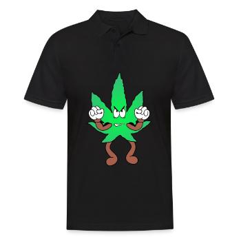 Der Bloom - Grumpy Bloom Weed Cannabis Marihuana - Männer Poloshirt - Schwarz - Vorne - Kai (181cm)
