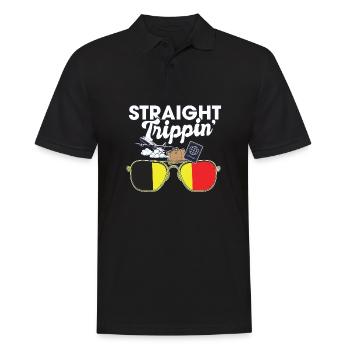 Straight Trippin' Belgium Vacation Tour Voyage - Polo Homme - noir - Devant - Kai (181cm)